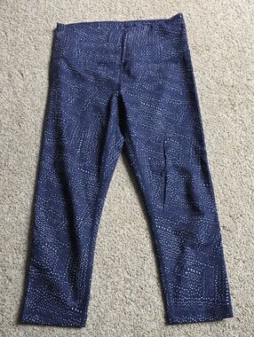 Zella Navy and White Polka Dot Capri Leggings